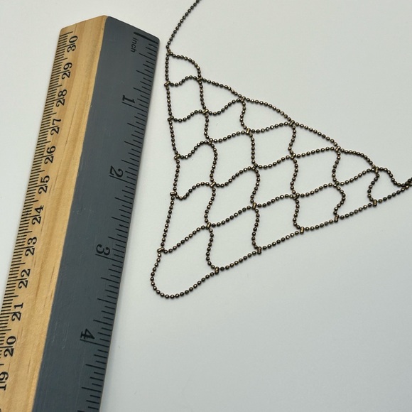 925 Silver Bronze Webbed Necklace Stamped JJT Italy Tiny Beaded Design - Picture 6 of 12